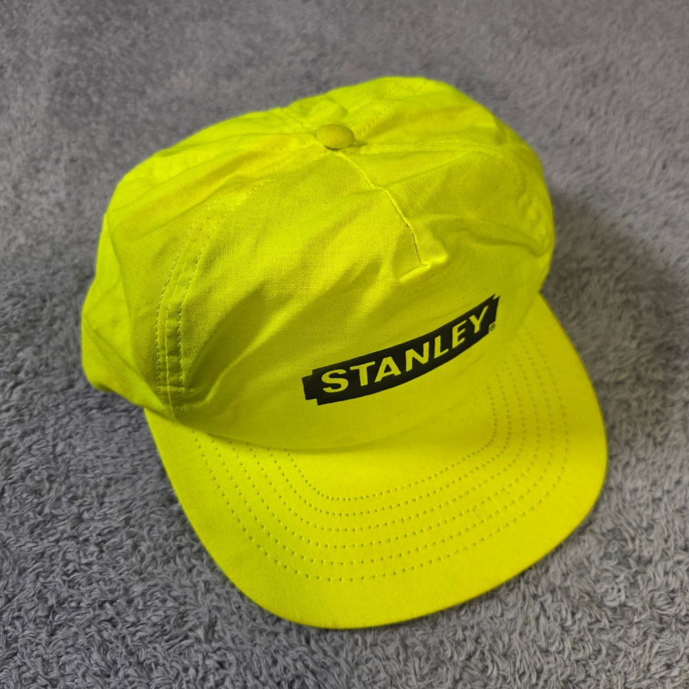 Stanley Mens OSFM Snapback Hat Neon‎ Yellow Vintage 5 Panel Workwear Logo USA